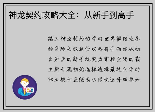 神龙契约攻略大全：从新手到高手